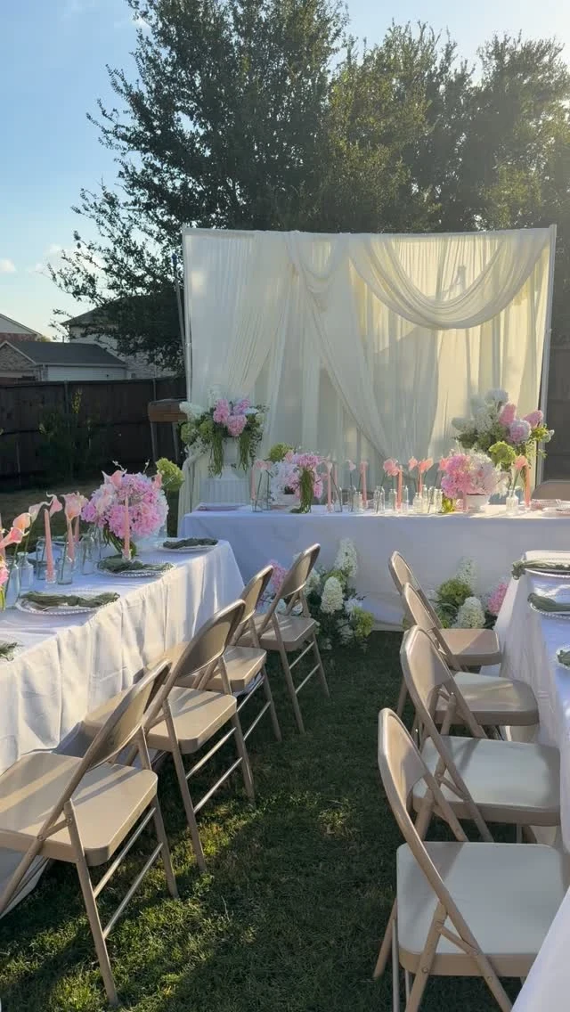 Romantic outdoor bridal shower styling with florals by Junis Events