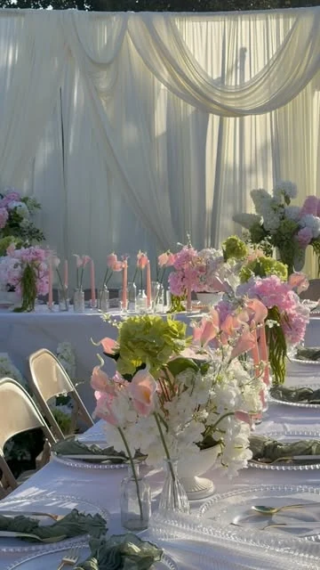 Detailed table styling with florals and elegant place settings